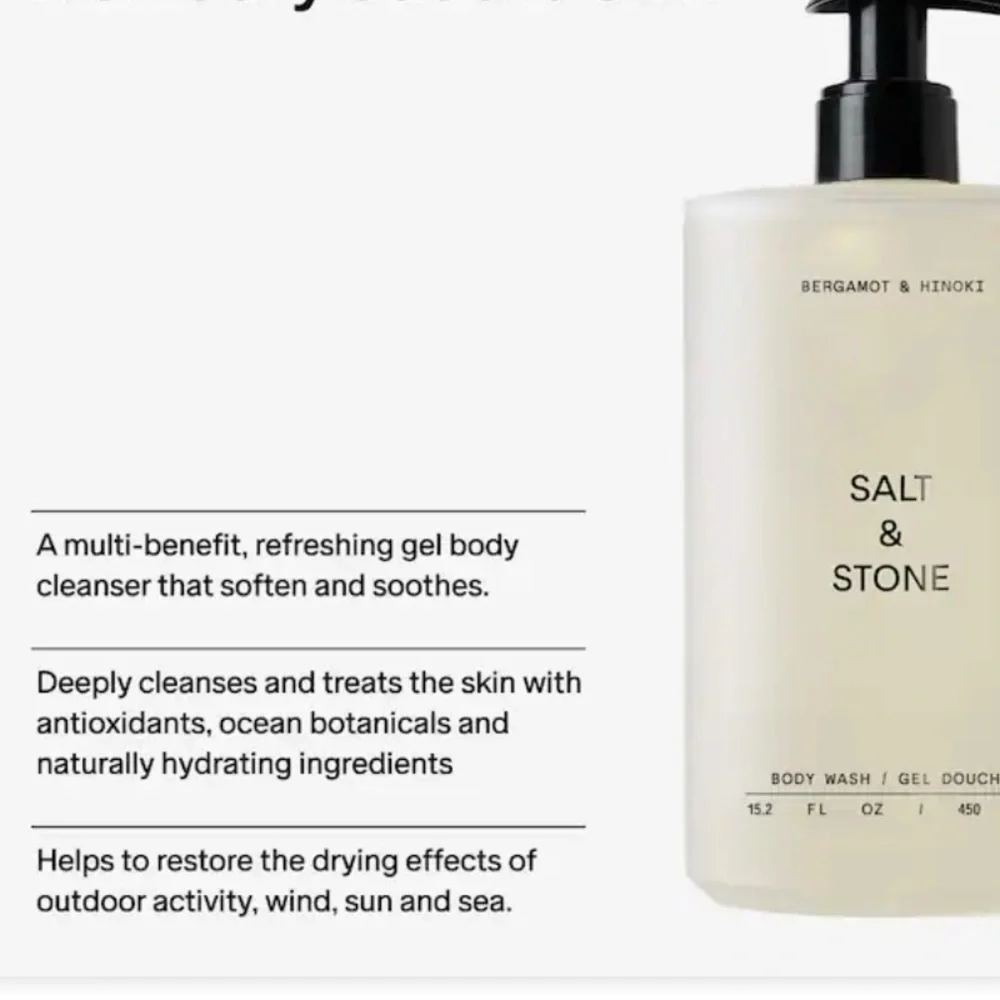 LAST ONE Salt & Stone Bergamot & Hinoki Refillable Body Wash - Picture 3 of 8